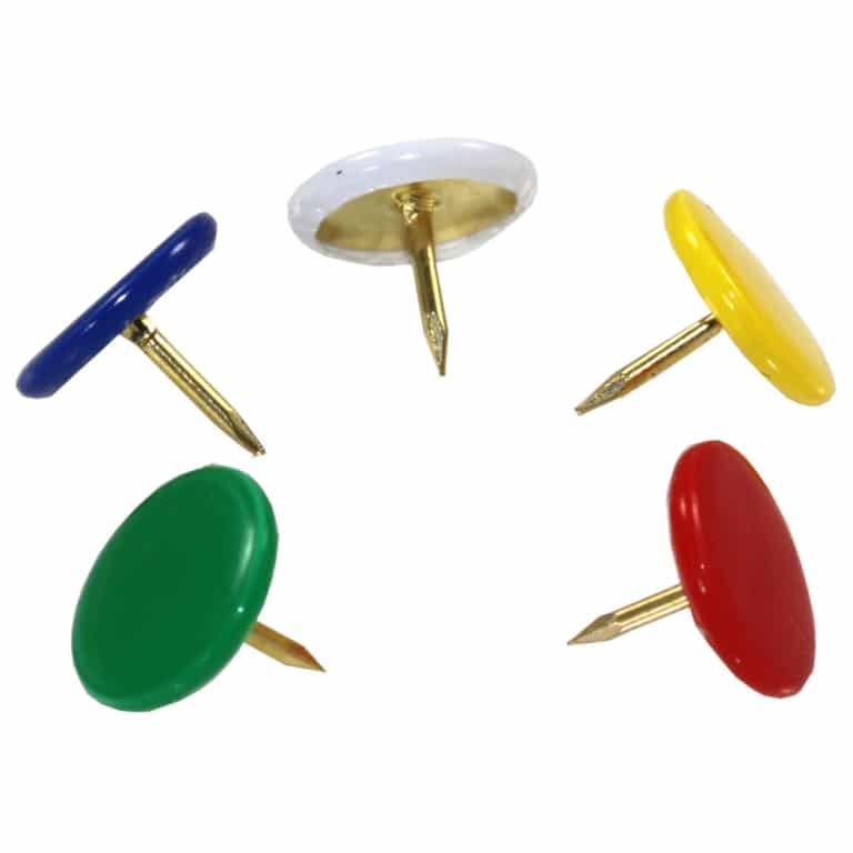 DRAWING PINS METAL COLOURED