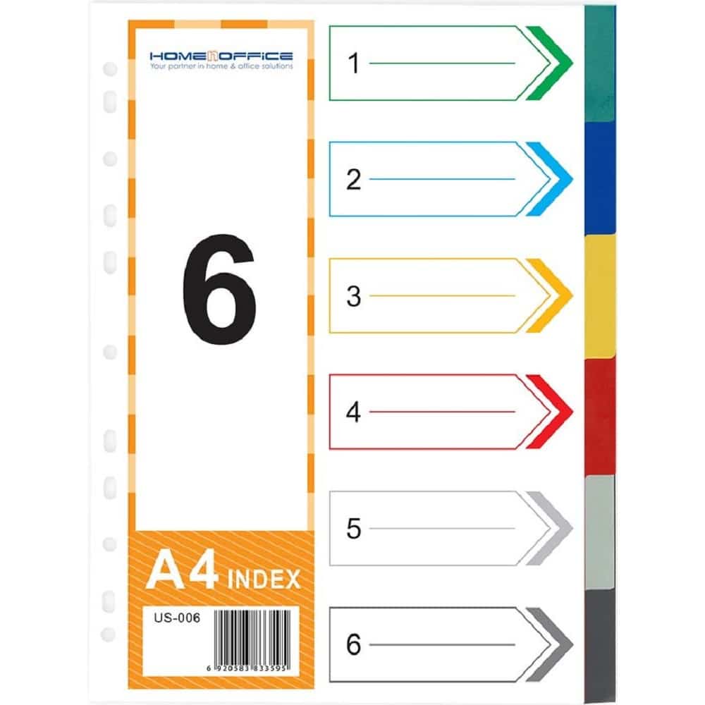 DIVIDERS A4 X6 PVC