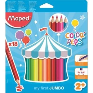 COLOURED PENCILS JUMBO 18 PACK MAPED
