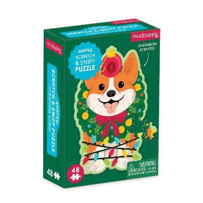 Christmas Corgi 48 Piece Scratch And Sniff Shaped Mini Pzl
