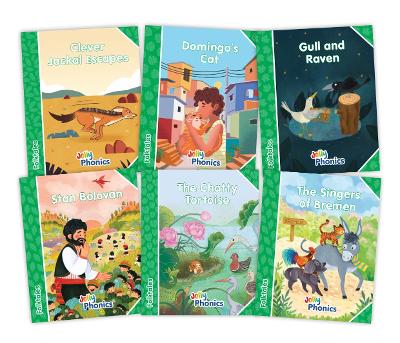 Jolly Phonics Folktales Green Readers (Level 3) Complete Set (1-6): In Precursive Letters (British English Edition)