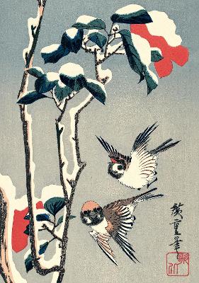 Journal Sparrows And Camellia In Snow By Hiroshige, Lined Pb: Blank Lined 144 Page A5 Notebook