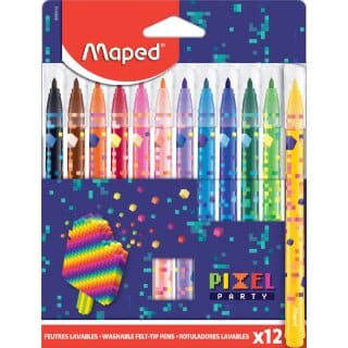 FELT PENS MAPED PIXEL PARTY X12