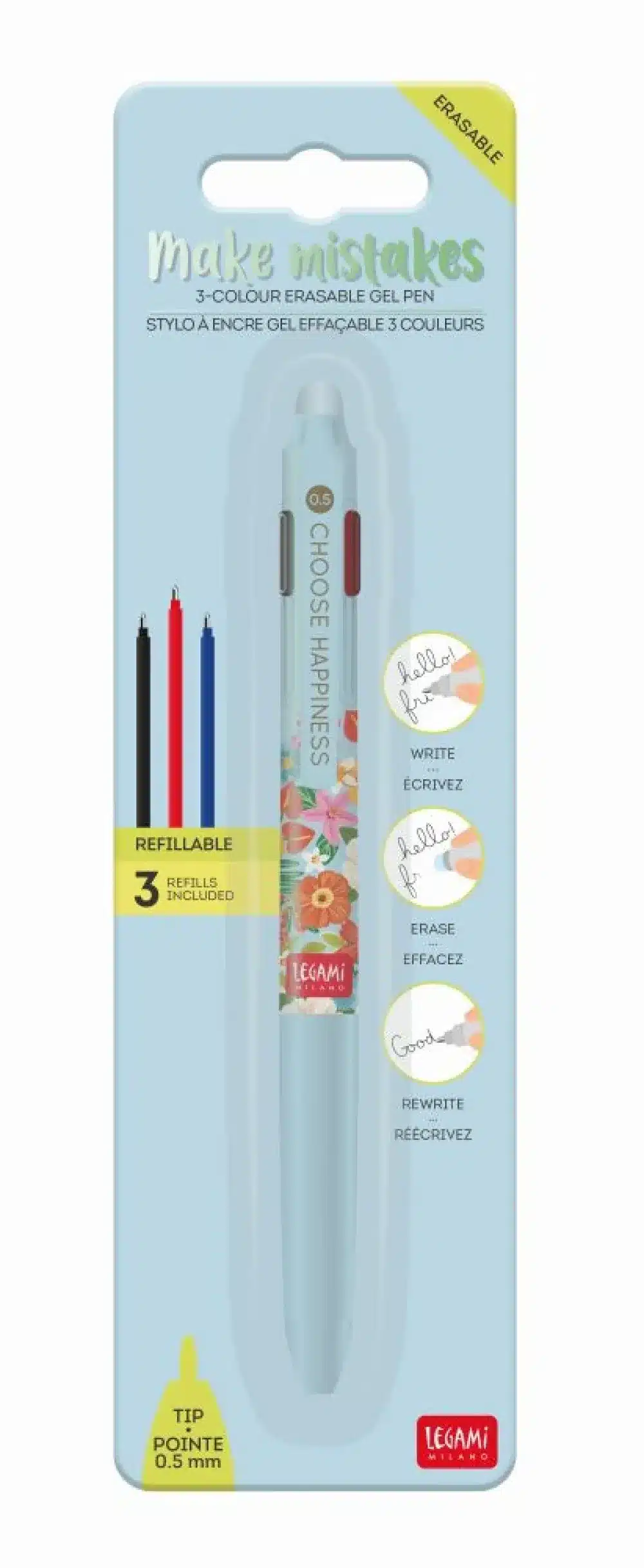 ERASABLE PEN 3 COLOUR FLOWERS