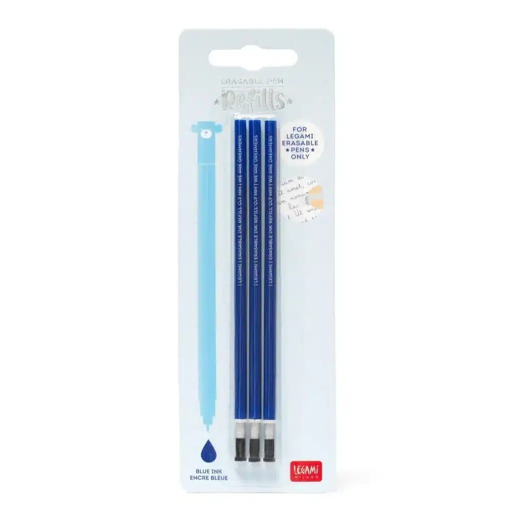 PEN REFILLS ERASABLE 3 PCS BLU