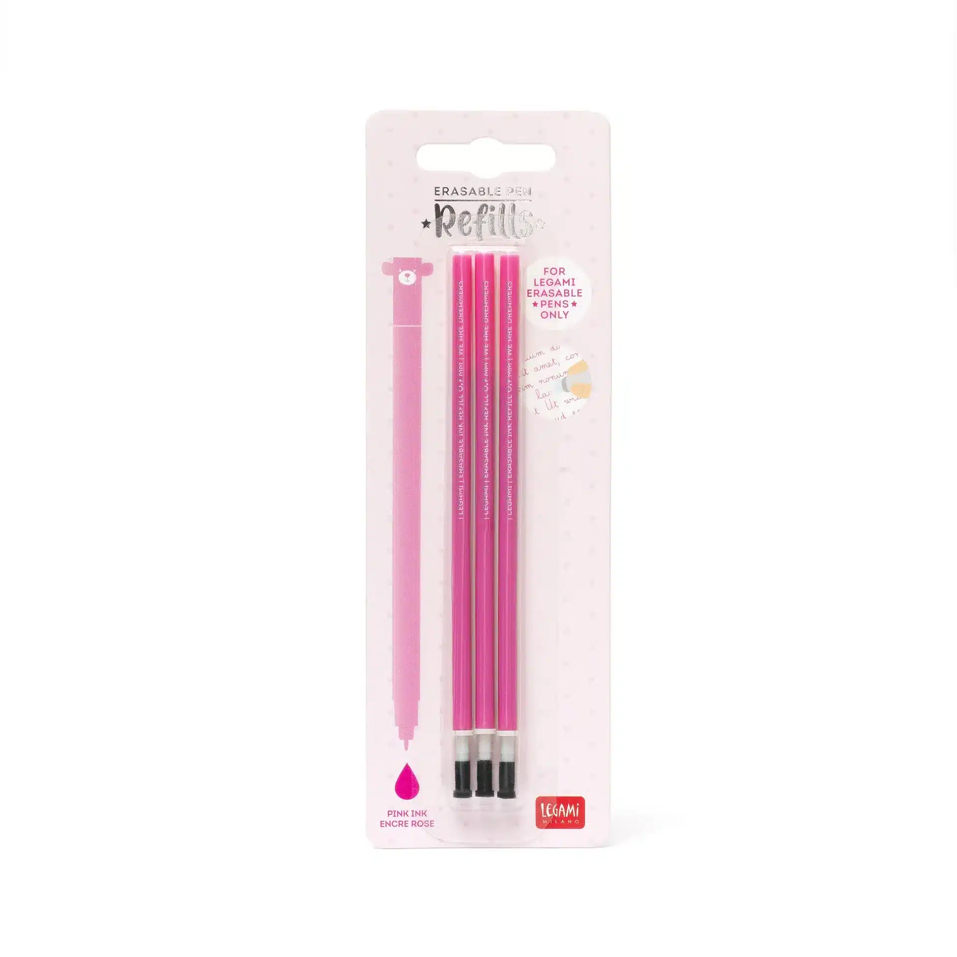 PEN REFILLS ERASABLE 3 PCS PINK