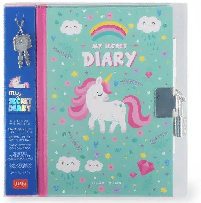 SECRET DIARY WITH PADLOCK - UNICORN