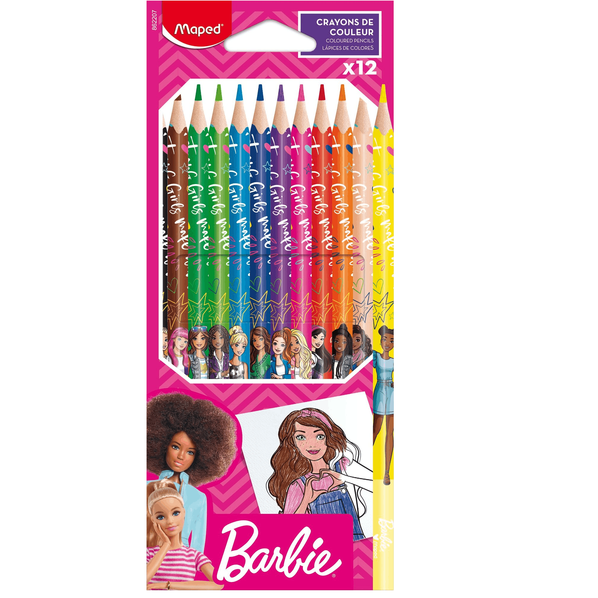 CP PENCIL COLS. BARBIE X 12 CARDBOARD BO