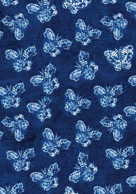 Shibori Indigo Butterflies Dotted Paperback Journal: Blank Notebook With Pocket